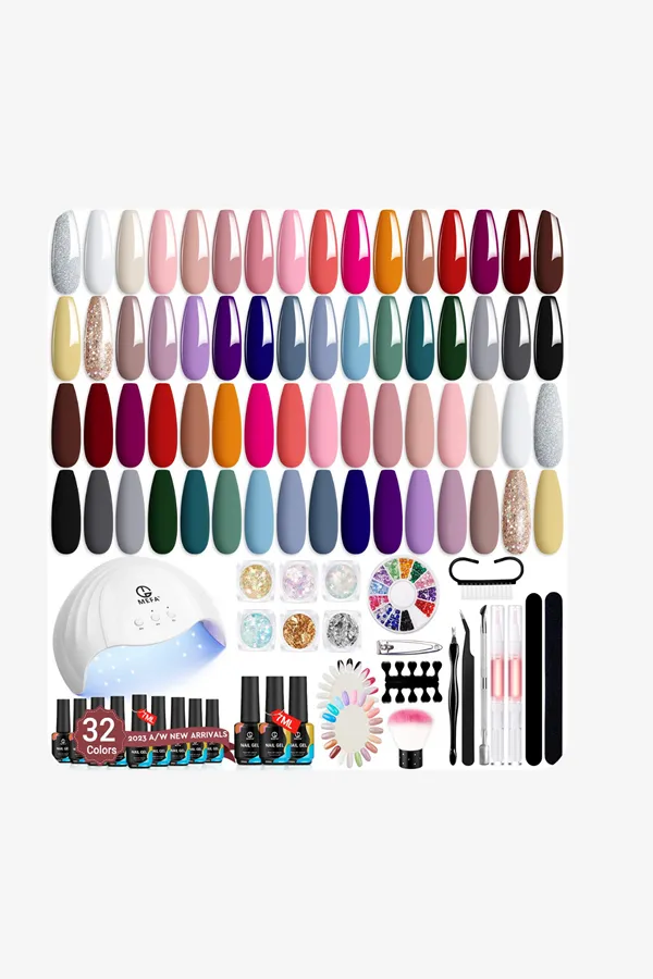 MEFA Gel Nail Polish Kit with U V Light 56 Pcs