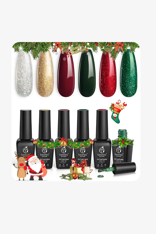 Beetles Gel Nail Polish Set Sparkle Green Glitter